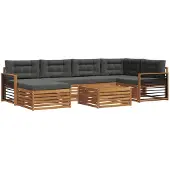 vidaXL Outdoor-Sofagarnitur 7 stk. Natur und Anthrazit