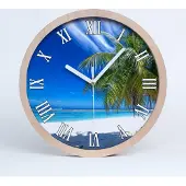 Tulup Holzuhr 25fi cm wanduhr - weiße Spitzen - tropischer Strand