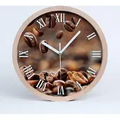Tulup Holzuhr 20fi cm wanduhr - weiße Spitzen - Kaffeebohnen