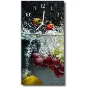 Tulup Glasuhr Wanduhr Küchenuhr Echt-Glas 30x60 Obst Mehrfarbig