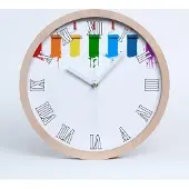 Tulup Holzuhr 30fi cm wanduhr - weiße Spitzen - Rollen