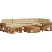 vidaXL Outdoor-Sofagarnitur 7 Stk. Natur und Beige