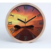 Tulup Holzuhr 30fi cm wanduhr - schwarze Spitzen - maldives Bungalows