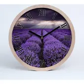 Tulup Holzuhr 25fi cm wanduhr - schwarze Spitzen - Lavendelfeld