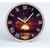 Tulup Holzuhr 25fi cm wanduhr - weiße Spitzen - Sonnenuntergang