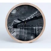 Tulup Holzuhr 20fi cm wanduhr - schwarze Spitzen - Brooklyn Brücke