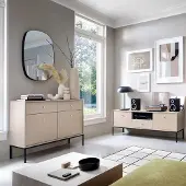 Lomadox Wohnzimmermöbel Set beige, Fußgestell schwarz, MALAGA-160, 2-teilig