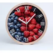 Tulup Holzuhr 25fi cm wanduhr - weiße Spitzen - Waldfrüchte