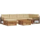 vidaXL Outdoor-Sofagarnitur 7 stk. Natur und Beige
