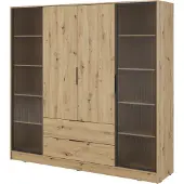 Masseno Drehtürenschrank CATERINA 206 cm Kleiderschrank Schlafzimmer Schrank 4-türig Eiche Artisan