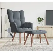 Prolenta Maison Exclusive - Relaxsessel mit Hocker Dunkelgrau Samt