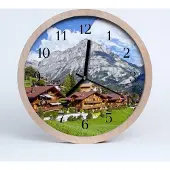 Tulup Holzuhr 30fi cm wanduhr - Berglandschaft