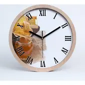 Tulup Holzuhr 20fi cm wanduhr - schwarze Spitzen - Honig