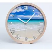 Tulup Holzuhr 30fi cm wanduhr - weiße Spitzen - tropischer Strand