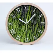 Tulup Holzuhr 30fi cm wanduhr - weiße Spitzen - Baumrinde