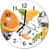 Tulup Glasuhr Wanduhr Küchenuhr Echt-Glas 30fi cm Orangen orange