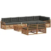 vidaXL Outdoor-Sofagarnitur 9 stk. Natur und Anthrazit