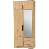 Masseno Drehtürenschrank VANO 100/190/56cm 2-türig mit Spiegel Eiche Artisan