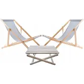 Woodok Liegestuhl mit Beistelltisch – 2-teiliges Gartenmöbel-Set aus Holz, weiß – Klappbar & wetterfest