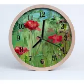 Tulup Holzuhr 20fi cm wanduhr - Mohnblumen