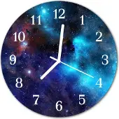 Tulup Glasuhr Wanduhr Küchenuhr Echt-Glas 30fi cm Sterne Himmel blau