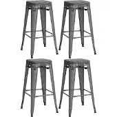 CLP 4er Set Barhocker Fletcher grau
