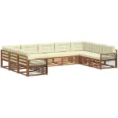 vidaXL Outdoor-Sofagarnitur 9 pcs Natur und Creme Massivholz Akazie