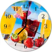 Tulup Glasuhr Wanduhr Küchenuhr Echt-Glas 30fi cm Cocktail mehrfarbig