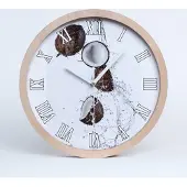 Tulup Holzuhr 25fi cm wanduhr - weiße Spitzen - Kokosnusswasser