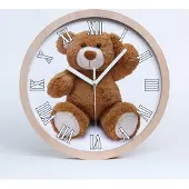 Tulup Holzuhr 25fi cm wanduhr - weiße Spitzen - Teddybär