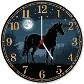 Speecheese Pferdeträume Pferd Vollmond im Wald Wanduhr aus Alu für Pferdefans