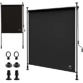 VOUNOT Klemmmarkise Senkrechtmarkise mit Handkurbel 120x310 cm Anthrazit