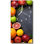 Tulup Glasuhr Wanduhr Küchenuhr Echt-Glas 30x60 Zitrusgewächs Mehrfarbig