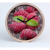 Tulup Holzuhr 25fi cm wanduhr - schwarze Spitzen - Himbeeren