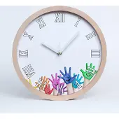 Tulup Holzuhr 20fi cm wanduhr - weiße Spitzen - bemalte Hände