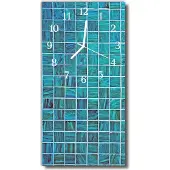 Tulup Glasuhr Wanduhr Küchenuhr Echt-Glas 30x60 Blaue Fliesen Blau