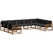 vidaXL Outdoor-Sofagarnitur 9 stk. Natürlich und Schwarz