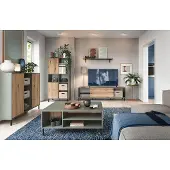 Lomadox Wohnzimmer komplett Set inkl. Couchtisch in grau-grün mit Eiche PARMA-129, 5-teilig