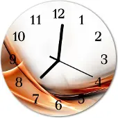 Tulup Glasuhr Wanduhr Küchenuhr Echt-Glas 30fi cm Abstraktes orange grau