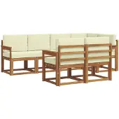 vidaXL Outdoor-Sofagarnitur 7 stk. Natur und Creme