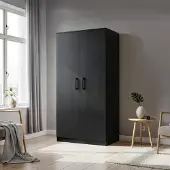 Masseno Drehtürenschrank SILO 90/180/50 cm 2-türig Schlafzimmer Schrank Kleiderschrank Schwarz
