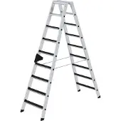 Munk Günzburger Steigtechnik Stufen-Stehleiter beidseitig begehbar mit clip-step R13 2x9 Stufen