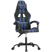 vidaXL Gaming-Stuhl Drehbar Schwarz und Blau Kunstleder