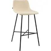 CLP Barhocker Altona gepolstert mit Rückenlehne und Fußstütze Metallgestell schwarz creme Material Stoff