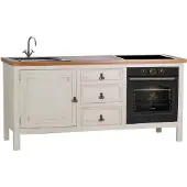 MiaMöbel Küchenmodul Mexico Möbel 191x91x65 cm Landhausstil Massivholz Pinie Weiß
