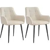 CLP 2er Set Esszimmerstuhl Ferndale, Sessel mit gepolstertem Samtbezug creme