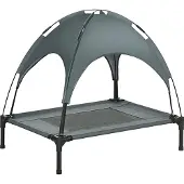 PawHut Haustierbett mit Baldachin Erhöhtes Hundebett Hundeliege outdoor Grau