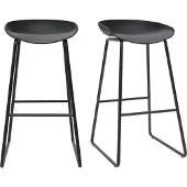Miliboo - Design-Barhocker Schwarz mit Metallbeinen (2 Stk.) PEBBLE