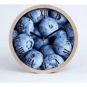 Tulup Holzuhr 25fi cm wanduhr - schwarze Spitzen - Blaubeeren