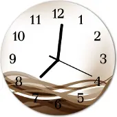 Tulup Glasuhr Wanduhr Küchenuhr Echt-Glas 30fi cm Abstrakte Linien beige